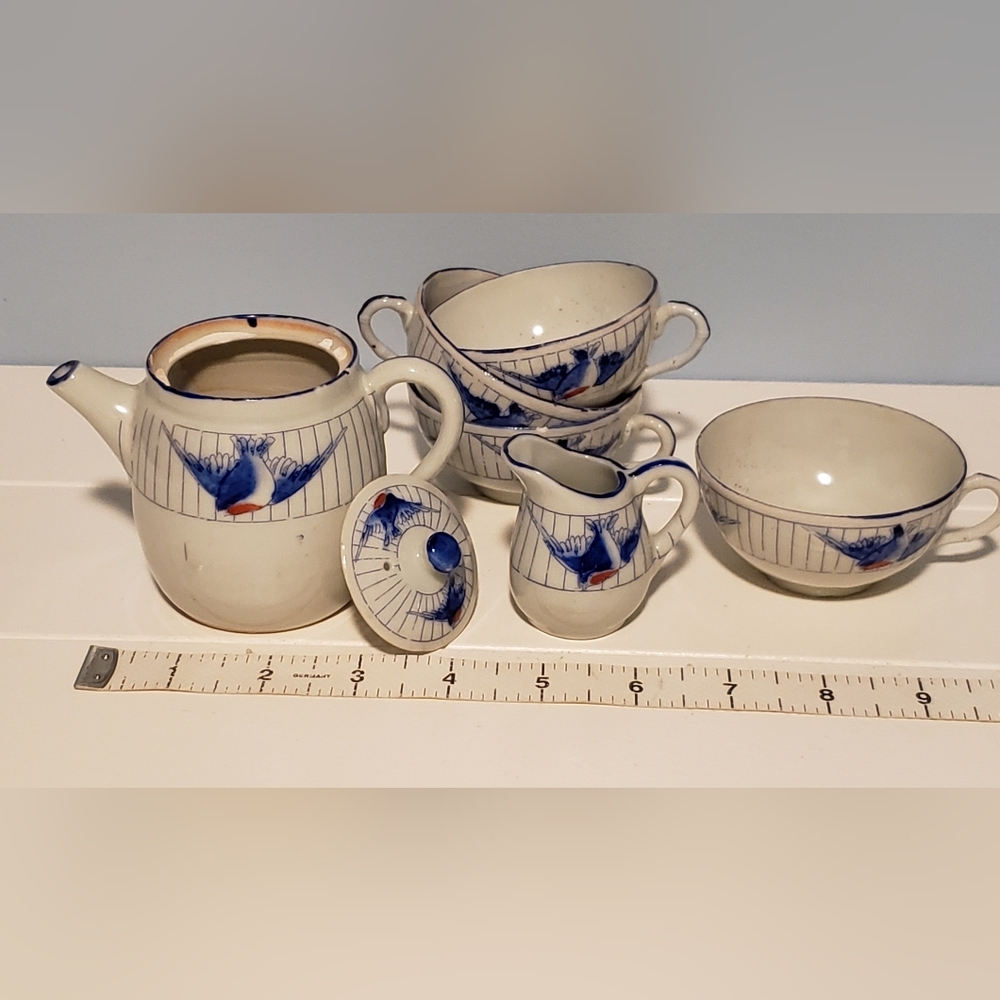 🔥 Vintage Japan hand painted porcelain children's tea set